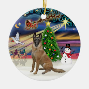 Adorno De Cerámica Magia de Navidad-Malinois Belga 1r
