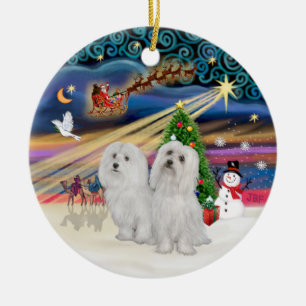 Adorno De Cerámica Magia de Navidad - Maltés (DOS)