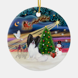 Adorno De Cerámica Magia de Navidad - Papillion (negro y blanco)