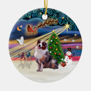 Adorno De Cerámica Magia de Navidad - Pastor Australiano 1 (merle)