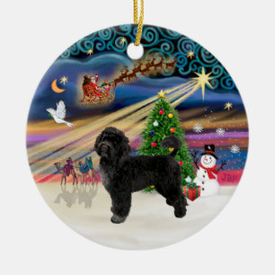 Adorno De Cerámica Magia de Navidad - Perro de agua portugués (R)