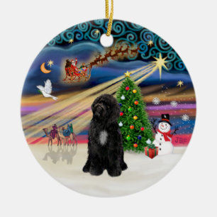 Adorno De Cerámica Magia de Navidad - Perro de Agua Portugués (R-sit)