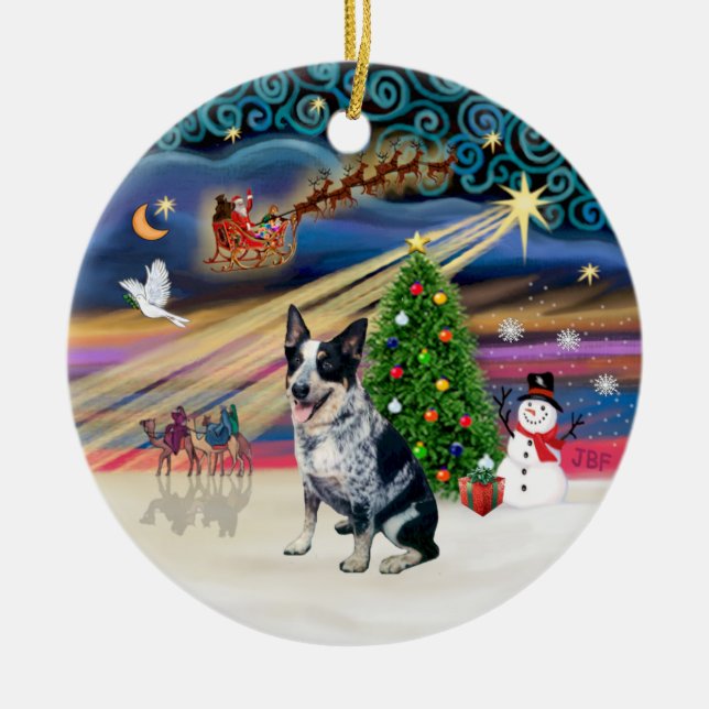 Adorno De Cerámica Magia de Navidad - Perro de ganado australiano (Frente)