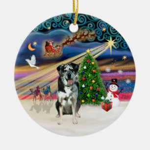 Adorno De Cerámica Magia de Navidad - Perro leopardo de Catahoula