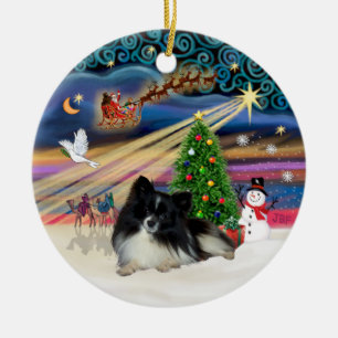 Adorno De Cerámica Magia de Navidad - Pomerania (negro y blanco)