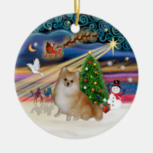 Adorno De Cerámica Magia de Navidad - Pomerania (rojo claro)