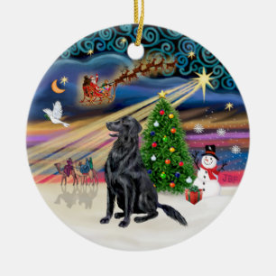 Adorno De Cerámica Magia de Navidad - Retriever de capa plana