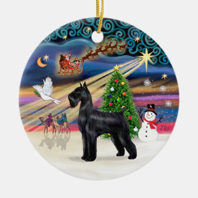 Adorno De Cerámica Magia de Navidad - Schnauzer gigante (negro) (Frente)