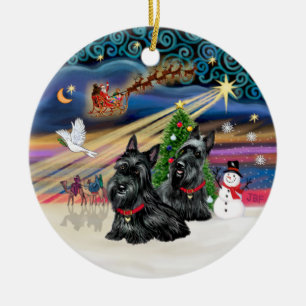 Adorno De Cerámica Magia de Navidad - Scotties (DOS)