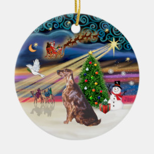 Adorno De Cerámica Magia de Navidad - Setter Irlandés