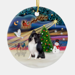 Adorno De Cerámica Magia de Navidad - Sheltie (bi-negro)