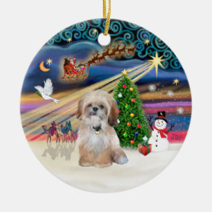 Adorno De Cerámica Magia de Navidad - Shih Tzu (P)