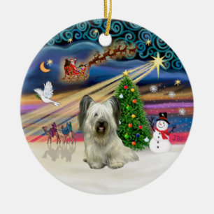 Adorno De Cerámica Magia de Navidad - Skye Terrier (ligero)