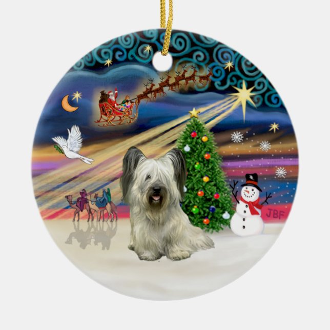 Adorno De Cerámica Magia de Navidad - Skye Terrier (luz) (Frente)