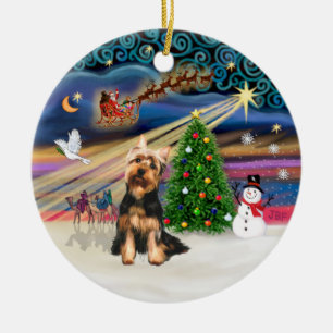 Adorno De Cerámica Magia de Navidad - Terrier de seda (S)