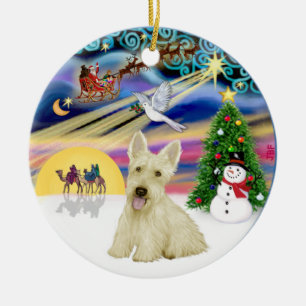 Adorno De Cerámica Magia de Navidad - Terrier Escocés (Trigueño)