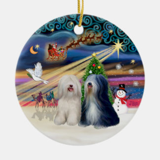 Adorno De Cerámica Magia de Navidad - Terriers Tibetanos (DOS)