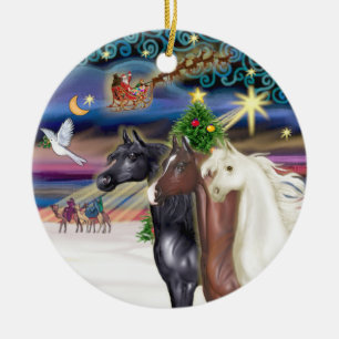 Adorno De Cerámica Magia de Navidad - Tres Caballos Árabes