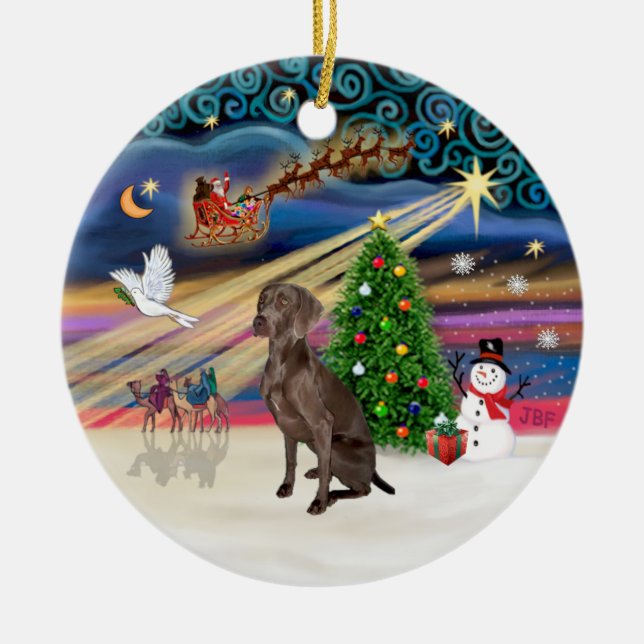 Adorno De Cerámica Magia de Navidad - Weimaraner #A7 (Frente)