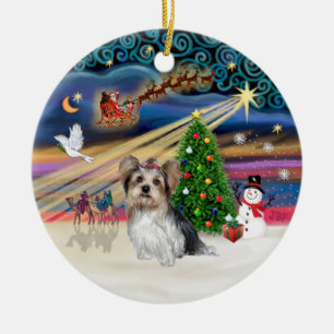 Adorno De Cerámica Magia de Navidad - Yorkie (Biewer)