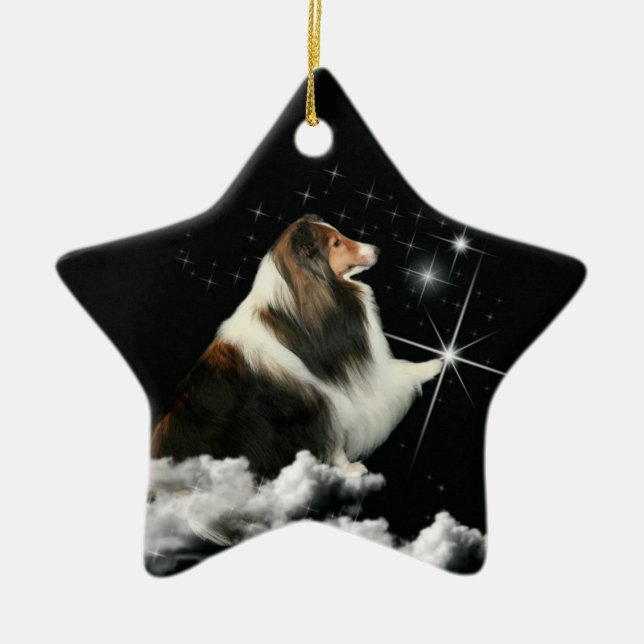 Adorno De Cerámica Magia Sheltie de Navidad (Frente)