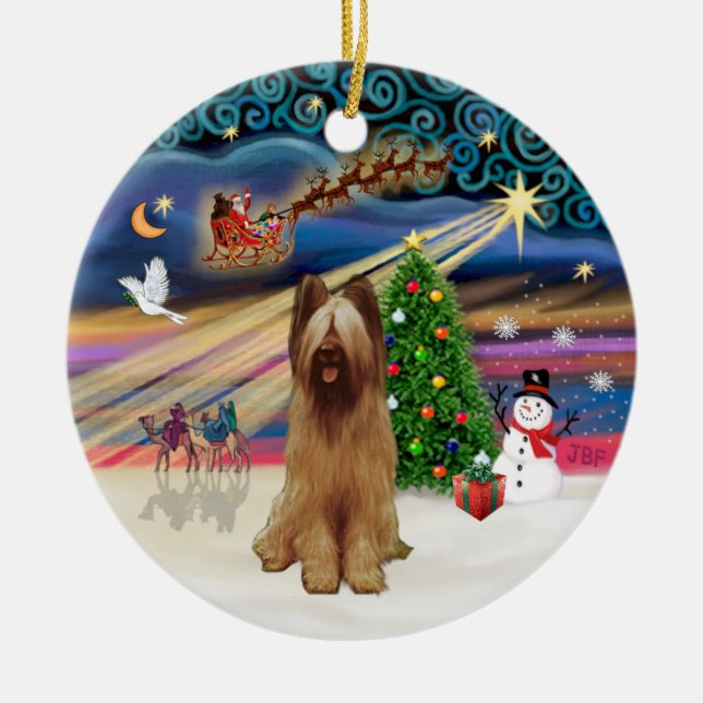 Adorno De Cerámica Mágica de Navidad - Briard (flauta) (Frente)