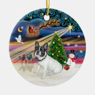 Adorno De Cerámica Mágica de Navidad - Bulldog francés (blanco-negro)