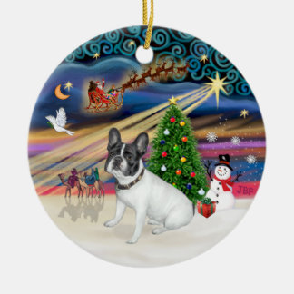 Adorno De Cerámica Mágica de Navidad - Bulldog francés (blanco-negro)