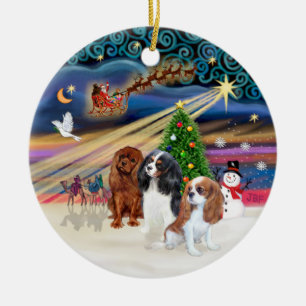 Adorno De Cerámica Mágica de Navidad - Cavaliers (tres)