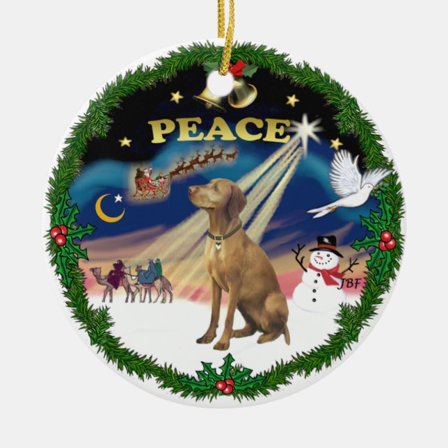 Adorno De Cerámica Mágica de Navidad (corona) - Vizsla #2 (Frente)