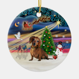 Adorno De Cerámica Mágica de Navidad - Dachshund (marrón 2)