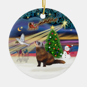 Adorno De Cerámica Mágica de Navidad - Ferret 1