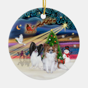Adorno De Cerámica Mágica de Navidad - Papillones (dos-BW+Sable)