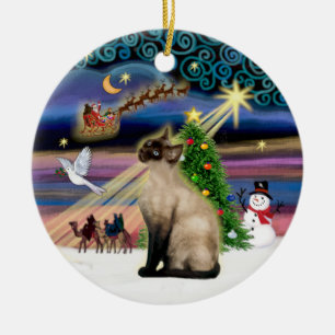 Adorno De Cerámica Mágica de Navidad - Punto de foca Siamés