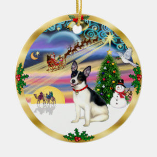 Adorno De Cerámica Mágica de Navidad - Rat Terrier