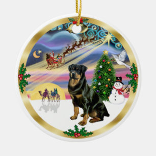 Adorno De Cerámica Mágica de Navidad - Rottweiler 3