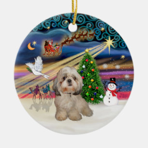 Adorno De Cerámica Mágica de Navidad - Shih Tzu (Y)