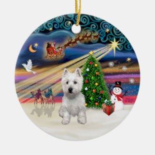 Adorno De Cerámica Mágica de Navidad - Westie (P)