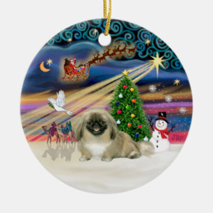 Adorno De Cerámica Mágica navideña - Pekingese (ligera)