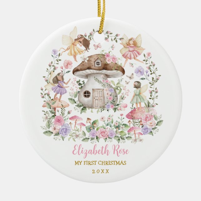 Adorno De Cerámica Magical Fairy Princess Chica Baby Primer Navidad (Frente)