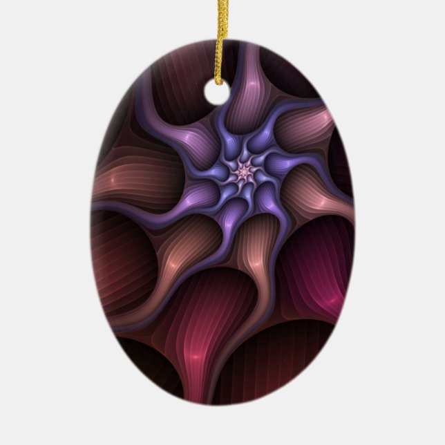 Adorno De Cerámica Magnífico Resumen Brillante Fractal a rayas (Frente)