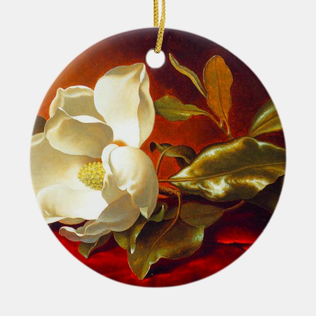 Adorno De Cerámica Magnolia en Terciopelo Rojo Martin Johnson Heade (Frente)