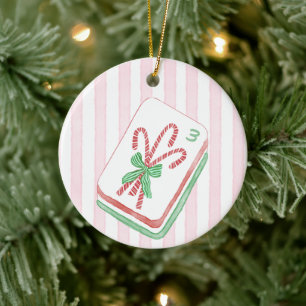 Adorno De Cerámica Mahj-y Navidad Caña de Caramelo Mahjong