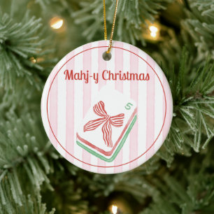 Adorno De Cerámica Mahj-y Navidad Mahjong