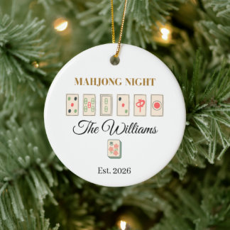 Adorno De Cerámica Mahjong personalizado de Navidad