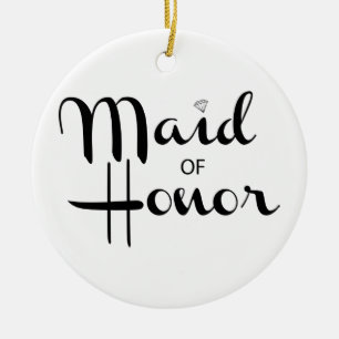 Adorno De Cerámica Maid of Honor Retro Script