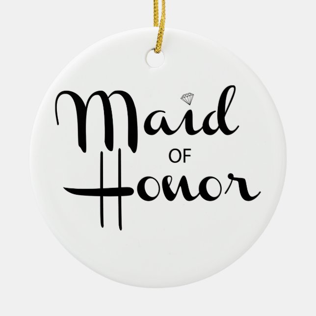Adorno De Cerámica Maid of Honor Retro Script (Frente)
