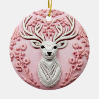 Adorno De Cerámica Majestic Deer Embroidery