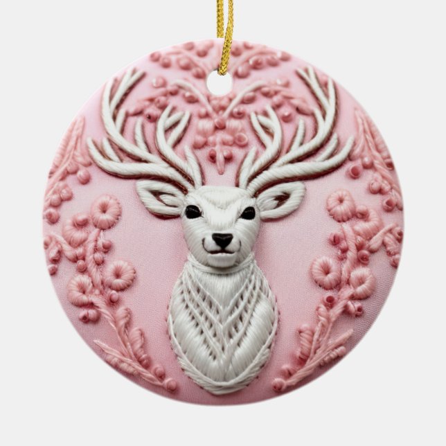 Adorno De Cerámica Majestic Deer Embroidery (Frente)