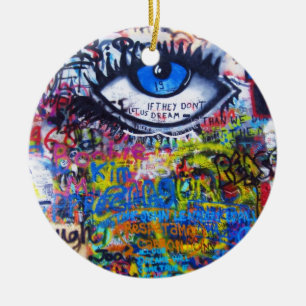 Adorno De Cerámica Mal de ojo azul de la pintada